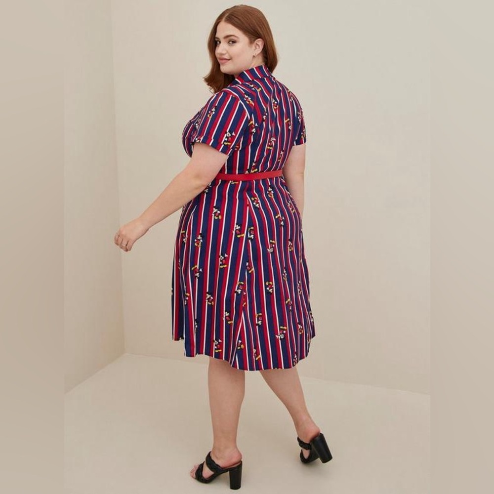 Torrid Disney Mickey Mouse Retro Swing Dress - Poplin Striped Red & Blue size 14 - Picture 5 of 10